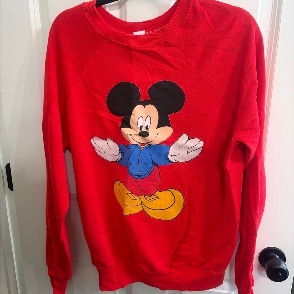 Vintage 1980s handmade iron on Disney Mickey Mouse sweatshirt L/XL collectible
